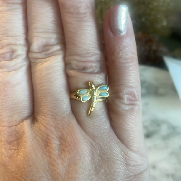 Larimar butterfly 🦋 ring 18kt over sterling silver ring in size 7 - Picture 4 of 8